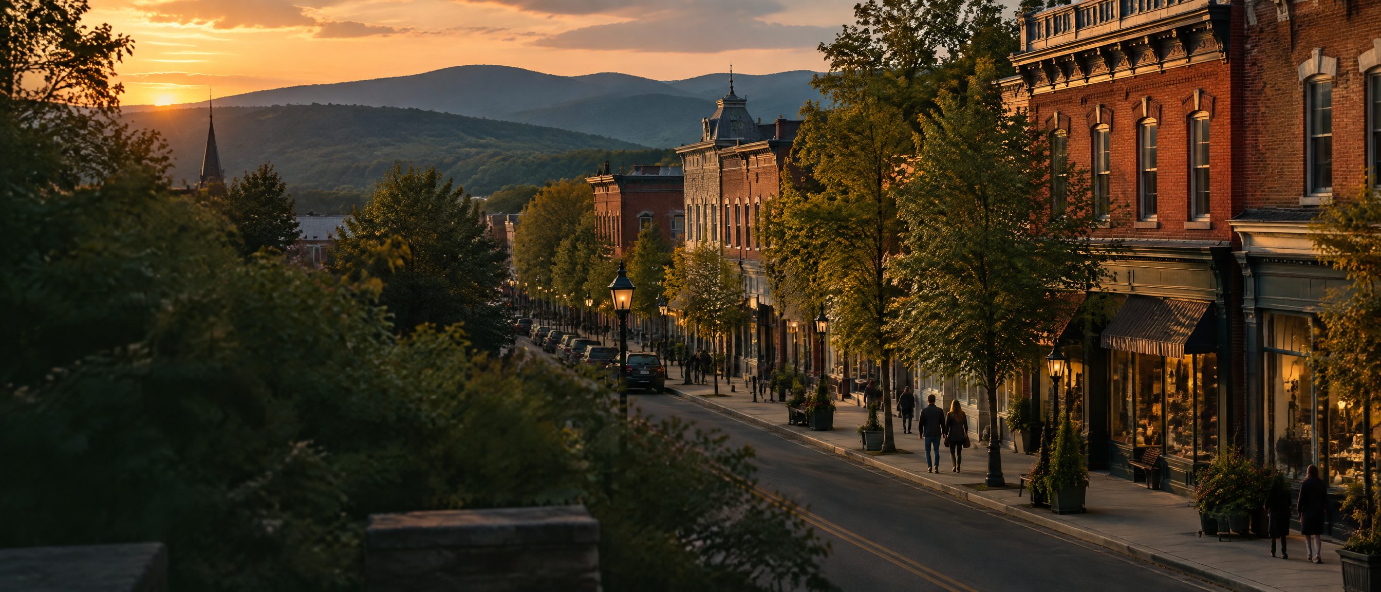 Historic Pennsylvania downtown at dusk